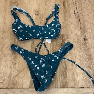 Hollister bikini set Floral Teal Bikini Set